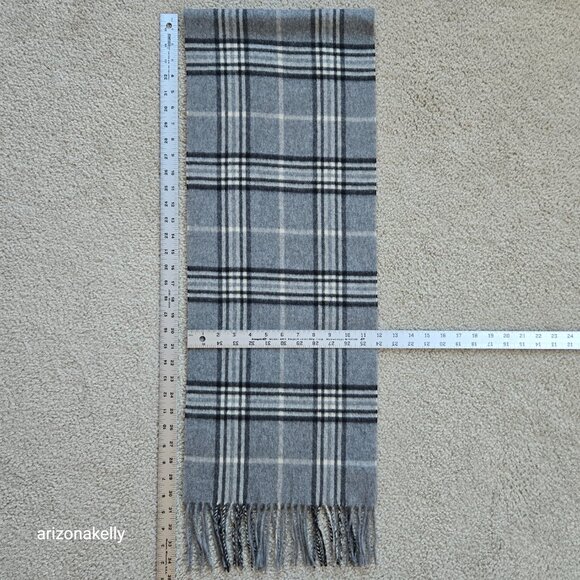 NWOT Enzo Mantovani Wool/Cashmere Scarf in Plaid Grey Black - Picture 11 of 11